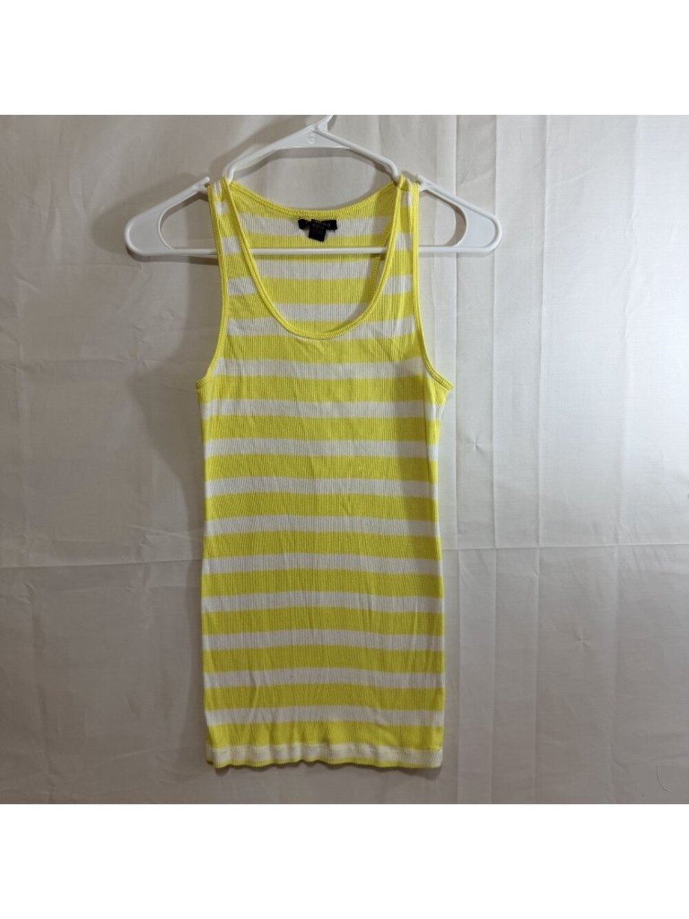 Active Basic Womens Yellow & White Striped Racerback Tank Top Med